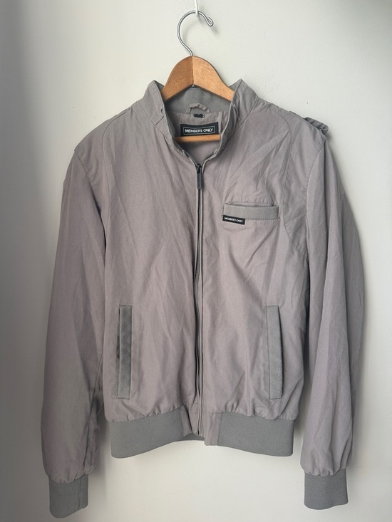 Members Only Gray Classic Racer Jacket Lightweight Zip Epaulette - Picture 2 of 9